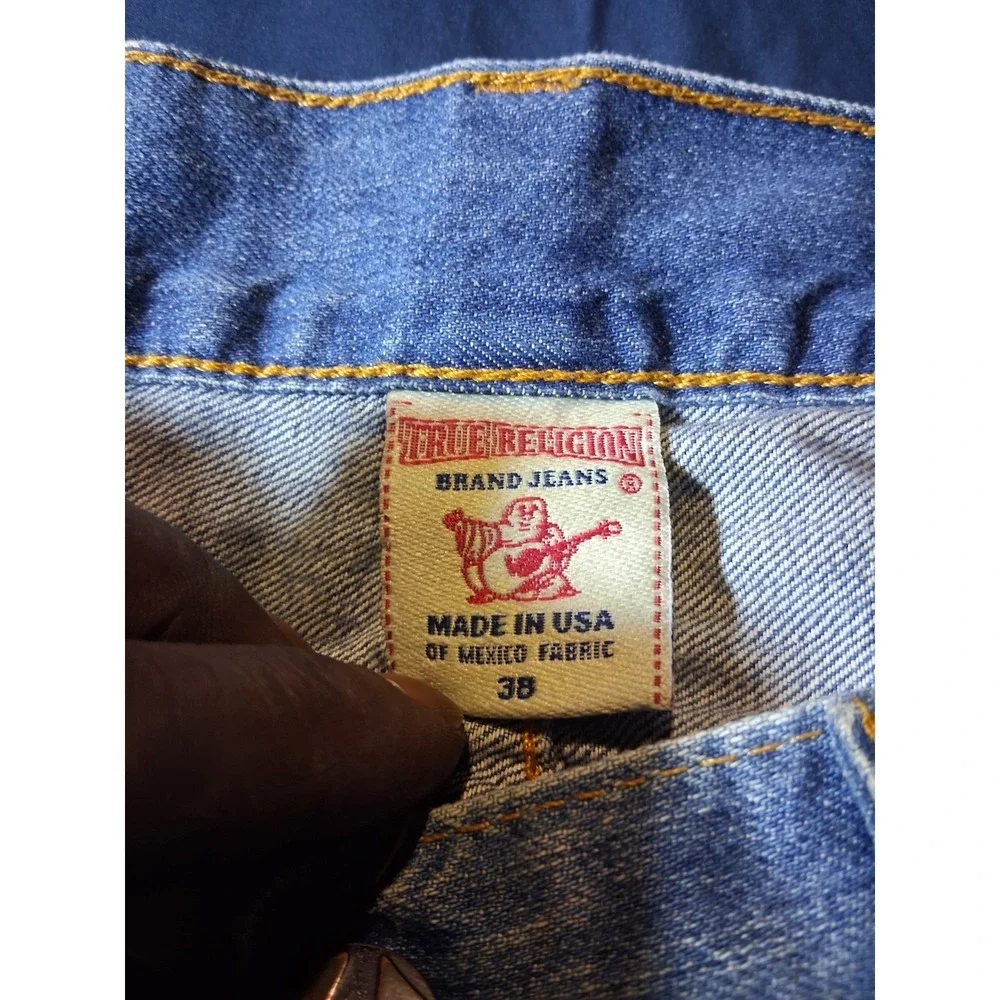 True Religion Vintage Bootcut Mens Jeans Size 38x34 Faded Made in USA Distressed
